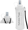 FR Collapsible Soft Hydration Flask 500ml TPU Portable Sports Water Bottle, Outdoor Running Cycling Fitness Hydration Bag with Leak-Proof Bite Valve and Lanyard(White) by FR