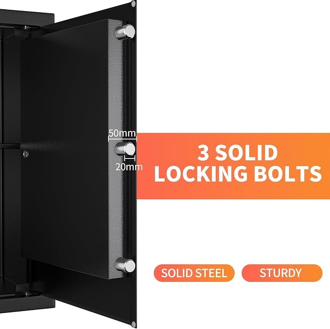 2.2 Cu Ft Medium Safe with Key, Lock Box for Money Cash Jewelry | Safe Box Coffre Fort, Steel High Security Safety Box for Home/Office/Hotel - Image 4