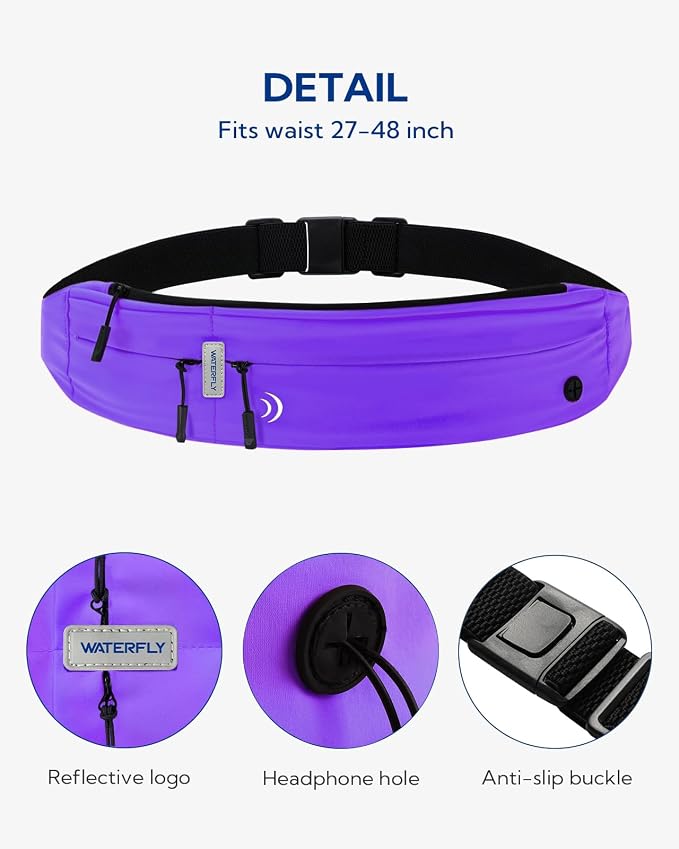 WATERFLY Running Belt Fanny Pack:Phone Holder Belt for Men Women | Lightweight, Soft and breathable fabric,SBS zipper, adjustable waist belt, Zero bounce, Suitable for running workout Fitness - Image 5