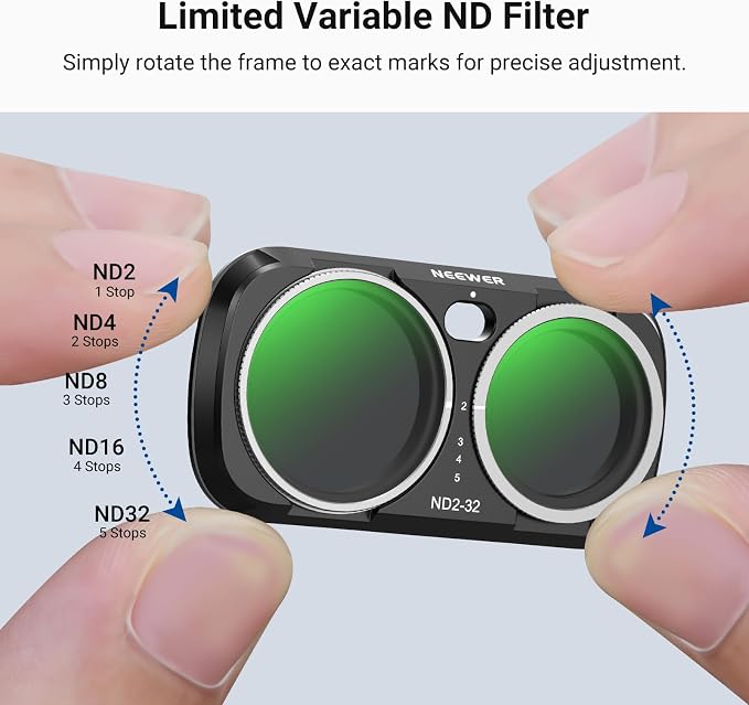 NEEWER ND Filter Set Compatible with Insta360 Luna Ultra Gimbal Camera Only | Variable Neutral Density (ND2-32), CPL, 1/4 Black Diffusion for Mist Cinematic Effect, FL-L03 - Image 3