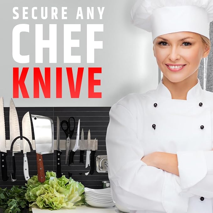 Premium 17 Inch Stainless Steel Magnetic Knife Holder For Wall | Professional Magnetic Knife Strip - Space-Saving Knife Rack / Knife Bar With Powerful Magnetic Pull Force (Upgraded Version) - Image 9