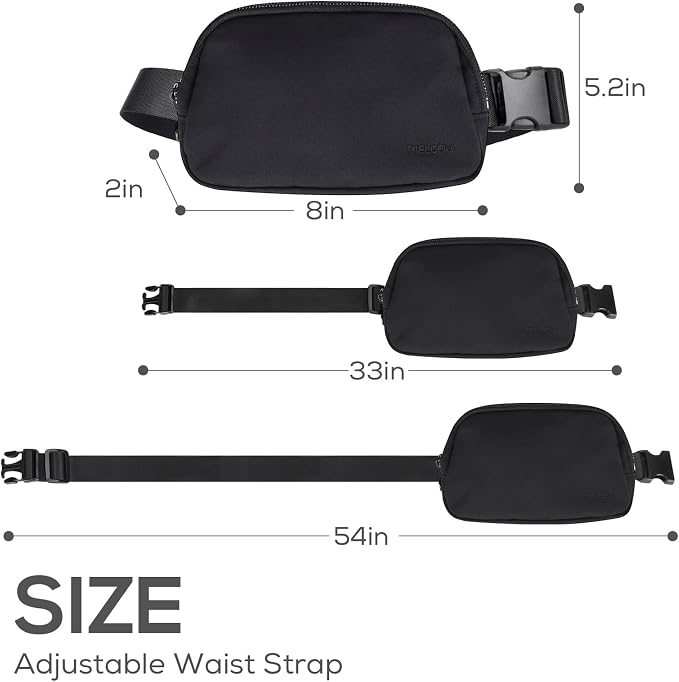 Black Fanny Pack Anti Theft for Women Men Travel, Small Belt Bag, Waist Crossbody with Adjustable Strap, Water-repellent & Lightweight, Stylish Everywhere Bag for Father Teens Trip, Workout, Unisex - Image 2