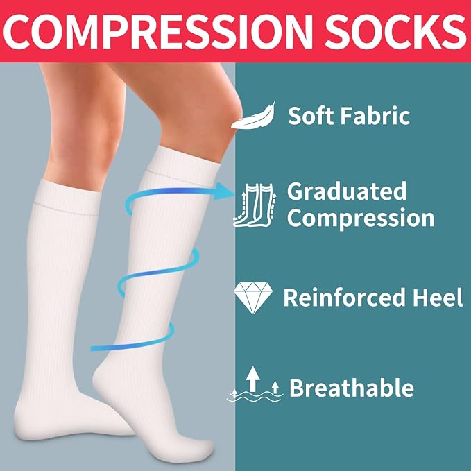 Compression Socks for Women & Men Circulation(6 pairs)-Graduated Supports Socks for Running, Athletic Sports - Image 6