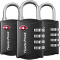 Luggage Locks TSA Approved, 4-Digit Travel Combination Locks | TSA Accepted, Easy to Use, Compact, Lightweight, Durable, Zinc Alloy Body, for Suitcases, Backpacks, Zippers, 3-Pack, Black by TravelMore