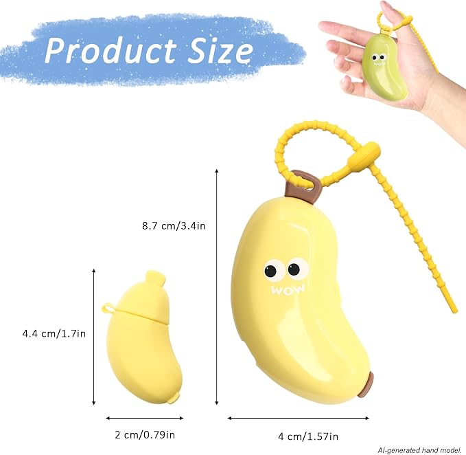 Banana-Shaped Toothbrush Protector Cover 2 Pack (Green & Yellow), with Toothpaste Dispenser, 2-in-1 Clip on Toothbrush Travel Case for Home Travel and Camping - Image 6