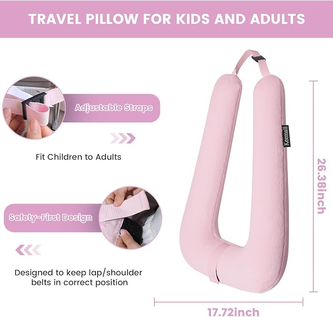 Keemall Inflatable Car Pillow for Kids & Adults, for Trips, Car Sleep &Naps | Upgraded Portable Soft Pillow with Washable Cover, Cervical Support, for Road Trips, Camping, Office & Travel & In-Seat Rest - Image 7