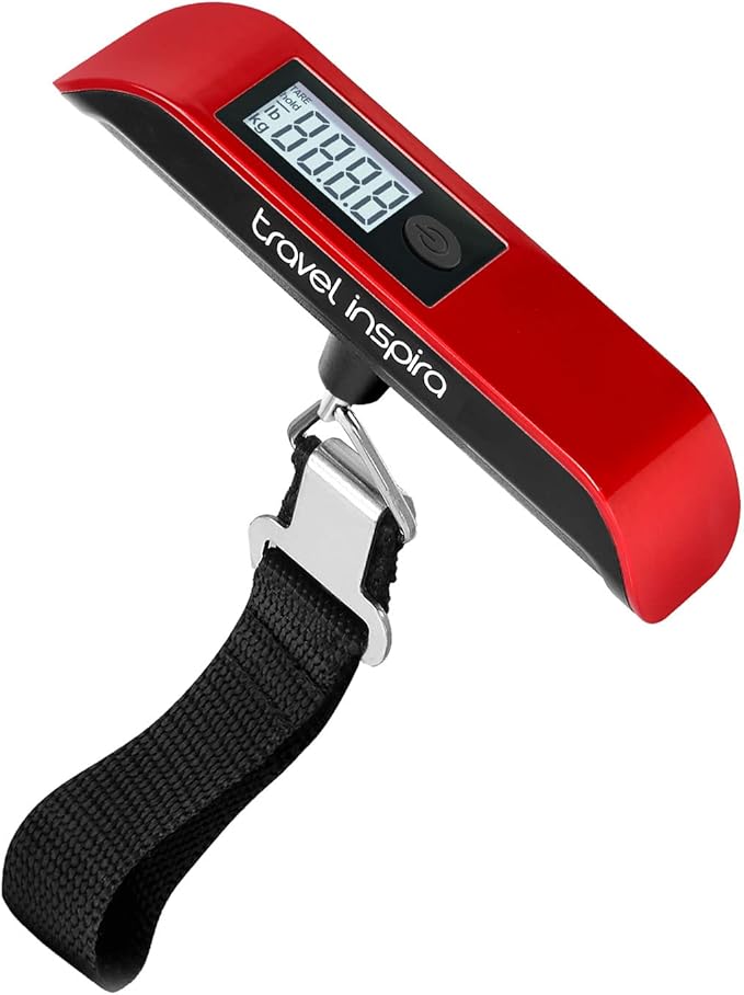 travel inspira Luggage Scale, Portable Digital Hanging Baggage Scale for Travel, Suitcase Weight Scale with Rubber Paint, 110 Pounds, Battery Included by TravelInspira