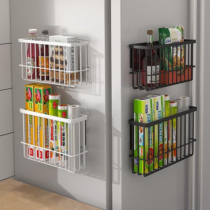 3 Piece Kitchen Cabinet Door Storage Box,Self Adhesive Wall Mounted Storage Boxes,Wardrobe/Bathroom/Refrigerator Small Items Organizer Storage Box (Black3) - Image 4