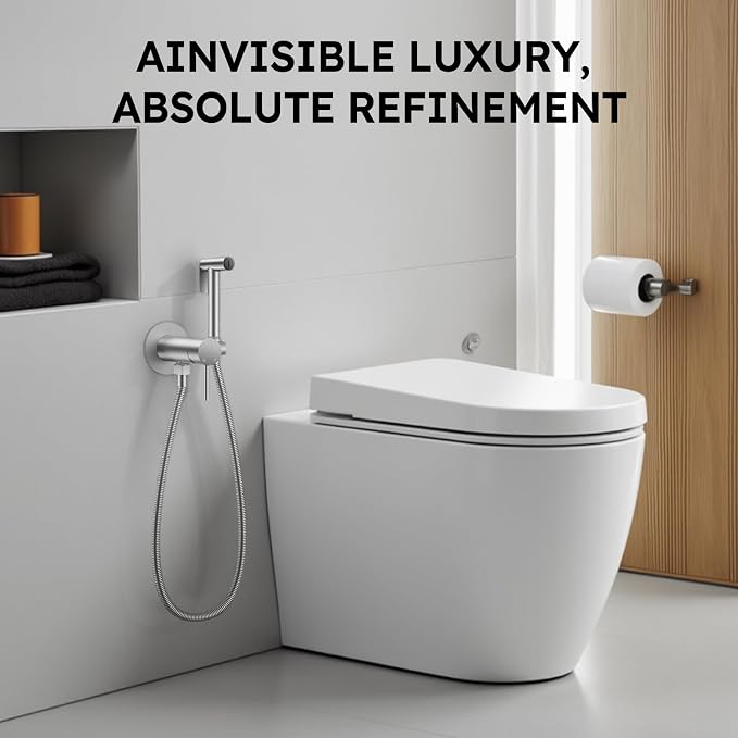 Arofa Built-in Hot and Cold Bidet Sprayer for Toilet, Hands-Free Control | Wall-Mounted Design, Dual Control Modes, Leak-Free Bidet Hose, Feminine/Baby/Pet Wash, Cloth Clean & Rinse, Stainless Steel - Image 7