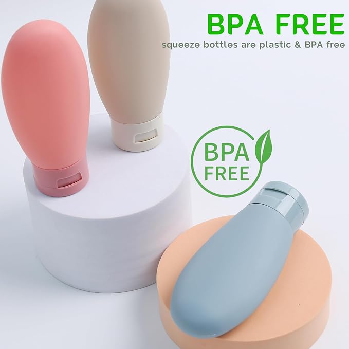 Travel Bottles for Toiletries 6 Pack, Leakproof 2 oz Tsa Approved Travel Size Containers, BPA Free Plastic Shampoo and Conditioner Bottles, Camping Travel Essentials (Multicolor - A) - Image 2