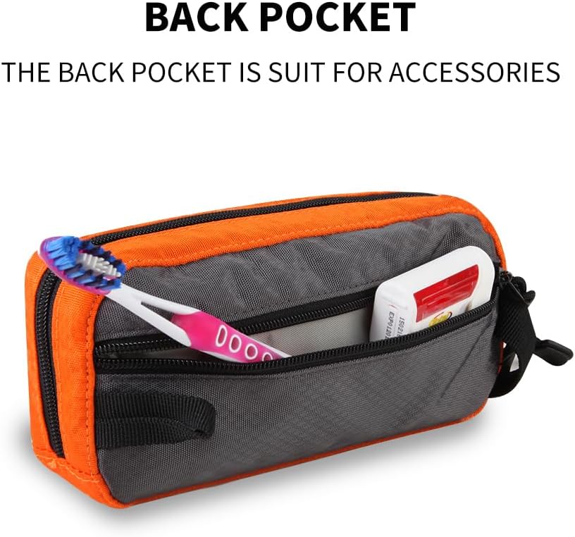 GOX Travel Toiletry Bag Dopp Kit Case for Men Multifunction Packing Organizer Pouch(Orange/Grey) - Image 7