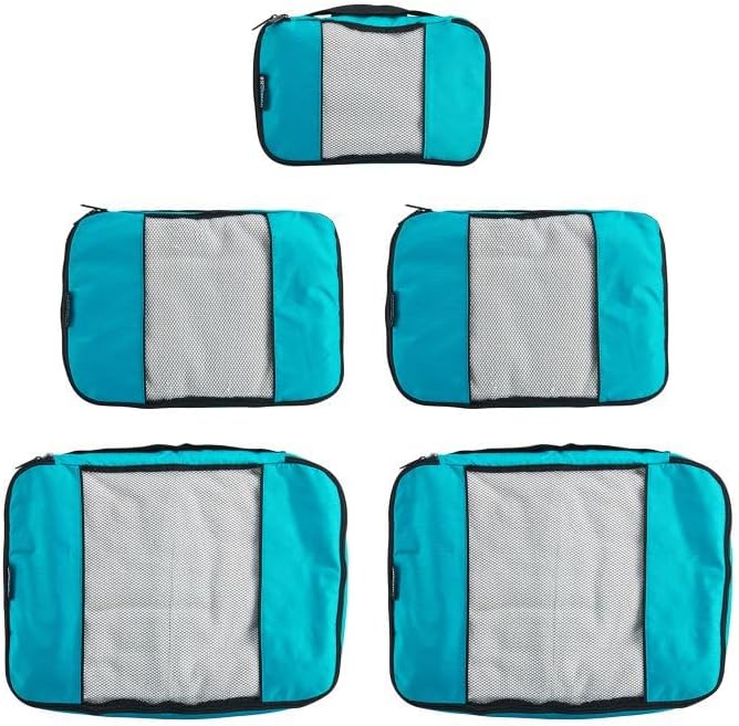 TravelWise Luggage Packing Organization Cubes 5 Pack, Teal, 2 Small, 2 Medium, 1 Large (TWPC-24) - Image 4