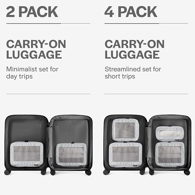 Compression Packing Cubes for Travel, 2-Pack, Light Grey | Solves overpacking, 2-Piece set fits most carry-ons, 50% Space savings, Compression luggage organizer bags - Image 4