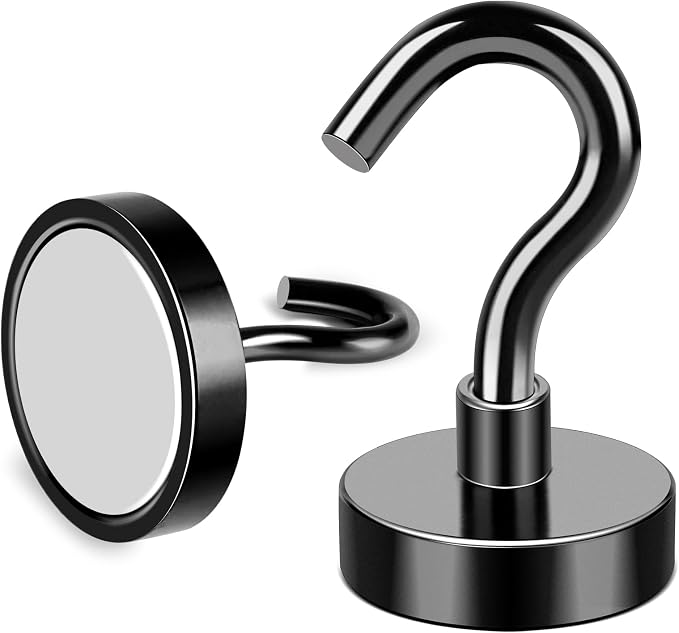 Magnetic Hooks 30Lbs+ Black Heavy Duty Earth Magnets with Hook | Strong Neodymium Magnetic Cruise Hooks for Hanging Curtain Refrigerator Grill and Kitchen Pack of 4 - Image 6