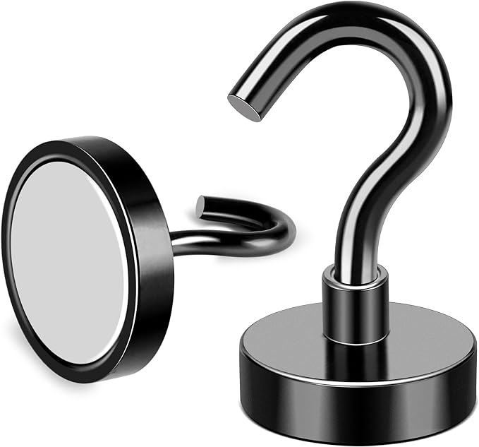 Black Magnetic Hooks Heavy Duty 30 LBS Strong Magnets for Cruise | 6 Pcs Neodymium Earth Magnets with Hooks for Hanging Super Metal Industrial Magnetic Hanger for Grill Cruise Storage - Image 5