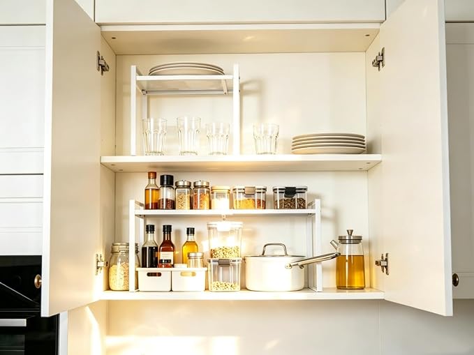 Expandable Cabinet Shelf Organizer Riser for Kitchen Cupboard Under Sink | Expandable, metal , suitable for cabinets, countertops, under-sink areas, and storage rooms - Image 2
