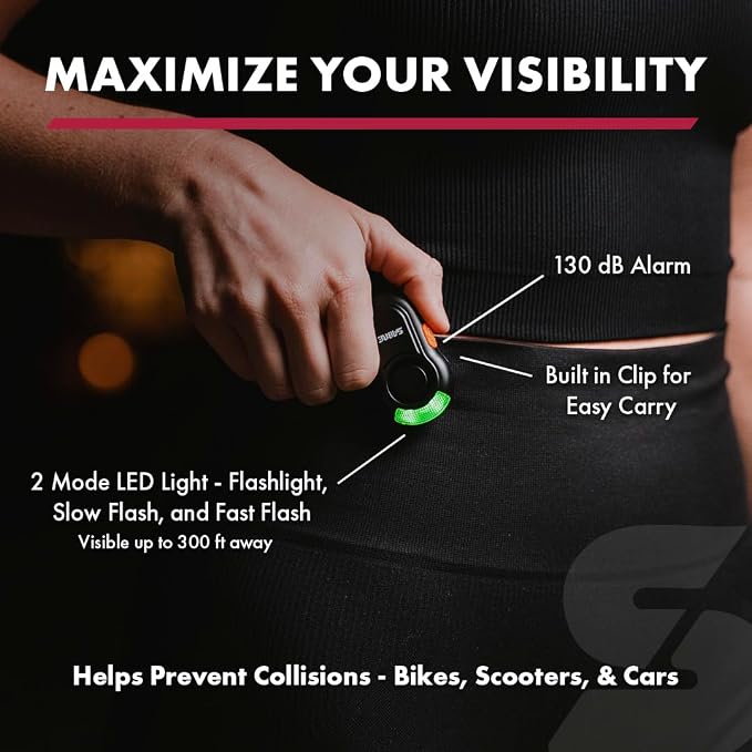 Sabre 2-in-1 Clip-On Personal Alarm with LED Safety Light, 120dB Alarm, Audible Up to 1,300-Feet (395-Meters - Image 3