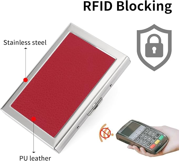 Credit Card Holder Wallet for Women Men Stainless Steel Metal Card Case RFID Blocking Business Card Protector Case with 6 Slots - Image 5