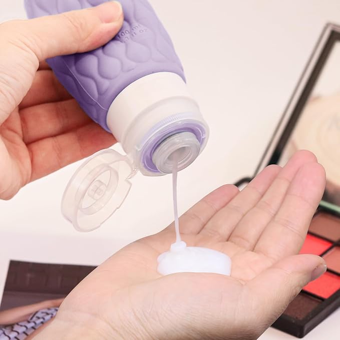 3.4oz Silicone Travel Bottles for Toiletries Refillable Liquid Accessories | for Shampoo and Conditioner, TSA Approved Leakproof Squeeze Bottles Travel-friendly with Labels/Clear Bag - Image 4