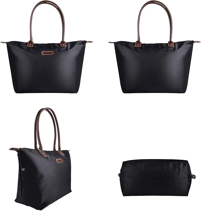 Tote Bags for Women, Foldable Tote Bag with Zipper Top-Handle Purse Waterproof Shoulder Hobo bags Handbags for Travel - Image 6