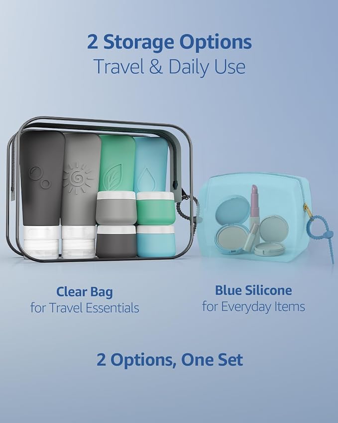 23 Pcs Travel Bottles for Toiletries,Travel Containers for Toiletries | 23-Piece Silicone Travel Bottles Set, TSA Approved Leakproof Toiletry Kit with 2 Bags, Squeeze Bottles, Jars, Pump & Spray - Image 4