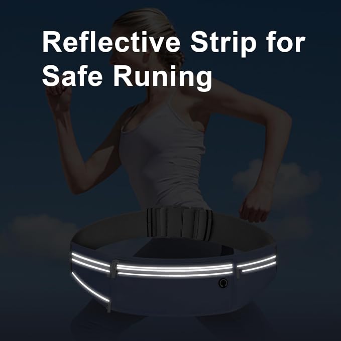 Slim Running Belt for Women Men,Runners Fanny Pack Phone Holder,Money Belt,Running Gear Accessories,with 3 Pockets (Jet Blue) - Image 4