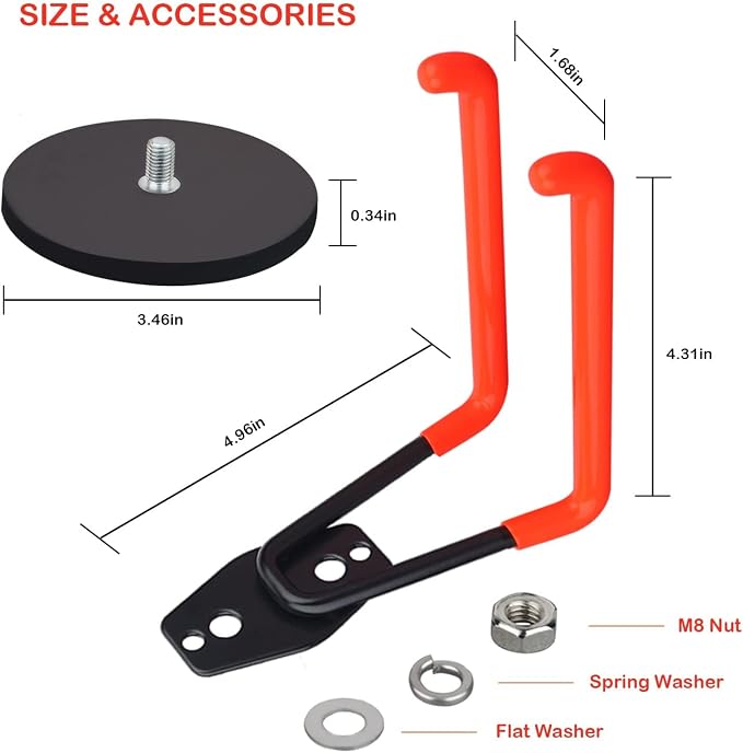Strong Utility Magnetic Hooks,Anti-Slip Coated Large Magnetic Hooks Heavy Duty No Drilling Garage Organizer Magnet Hooks for Hanging Garden Hoses - Image 6
