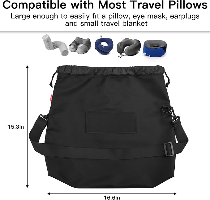 Homakover Travel Neck Pillow Bag for Memory Foam Travel Pillow,Luggage Travel Pillow Drawstring Bag Carrying Case with Trolley Sleeve&Adjustable Strap,Easily Attaches to Luggage,Backpacks - Image 2