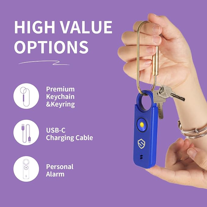 Personal Alarm for Women, Men, Kids, Elderly, Self Defense - Designed by Women 140DB Extra Speakers Alarm with Strobe Light, Rechargeable, Safety Alarms and Premium Keychain (Elegant Purple) - Image 2