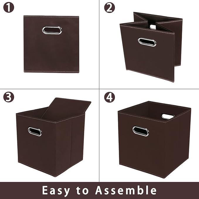 Fabric storage bins Cubes, Fabric Cube Organizer with Handle, Foldable Cube Bins for Cloth or Accessary Storage, 11x11x11, Set of 3, (Coffee) - Image 6