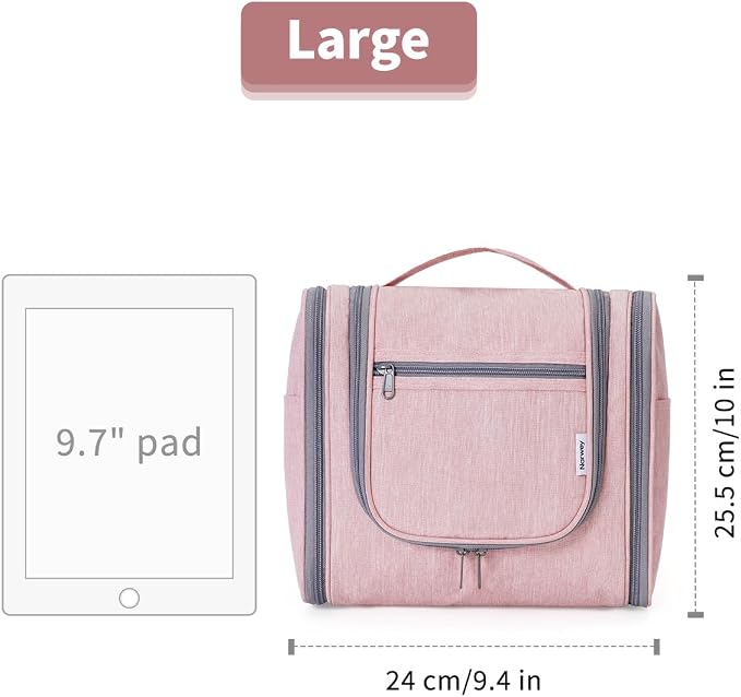 Narwey Hanging Toiletry Bag for Women Travel Makeup Bag Organizer Toiletries Bag for Cosmetics Essentials Accessories(Large, Pink) - Image 7
