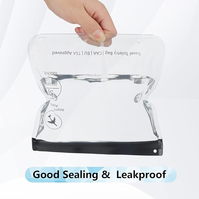 SLIJAR 4Pcs Clear TSA Approved Security Toiletry Bag Quart Size for EU UK & US Carry-on Regulations Waterproof & Leakproof Travel Bags for Liquids - Image 3