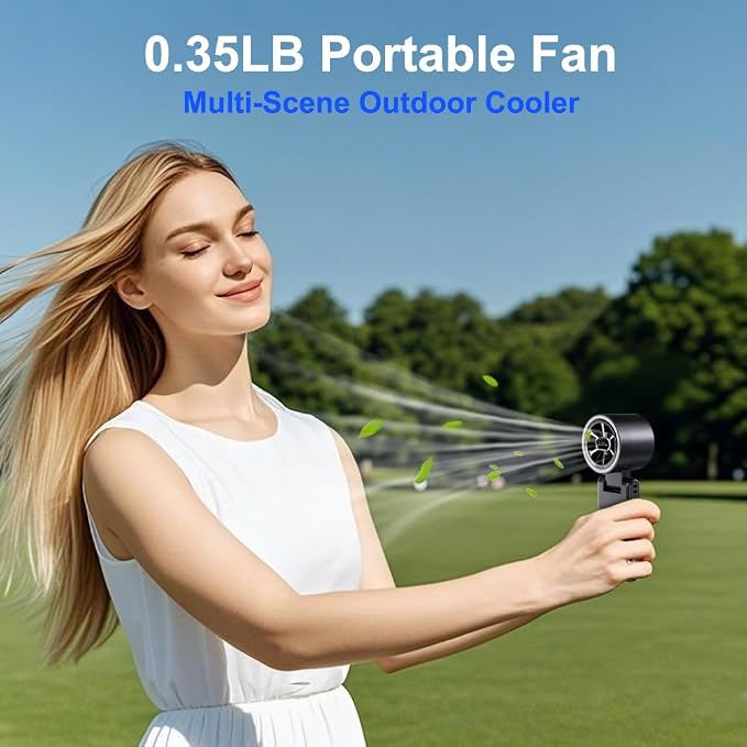 CAZOKASI Rechargeable Strong Wind Handheld Fan With Ambient Lighting 4 IN1 5000mAh Upto 22H For Desktop Waist Clip Neck (StrongWind/Black) - Image 6