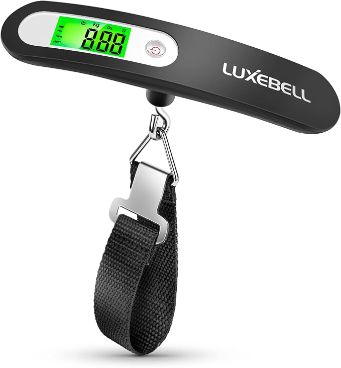 Digital Luggage Scale Vacation Travel Essentials Accessories Gifts for Traveler Portable Suitcase Handheld Weight Scale 110 lbs Hanging Baggage Travel Must Haves by Luxebell