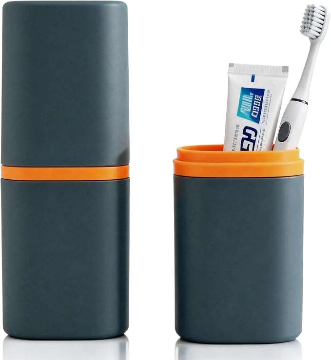 Toothbrush Travel Case - Travel Toothbrush and Toothpaste Case | 2-in-1 Standup Travel Toothbrush Holder with Mouthwash Cups, Compact Toothbrush Case for Traveling Camping Trip Dorm Gym Home - Image 9