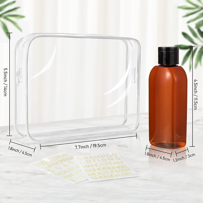 5 Pack Travel Bottles for Toiletries, 3.4oz TSA Approved Travel Containers | Leak Proof Refillable Travel Accessories for Shampoo Conditioner, Plastic Travel Bottles with Toiletry Bag and Label - Image 2