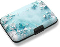 Credit Card Holder, Mini RFID Small Aluminum Card Wallet Business Card Case | Blocking Slim Metal RFID Blocking Front Pocket Wallet Hard Case Durable CC Holder for Women Girls, Green Teal Butterfly by ToLuLu