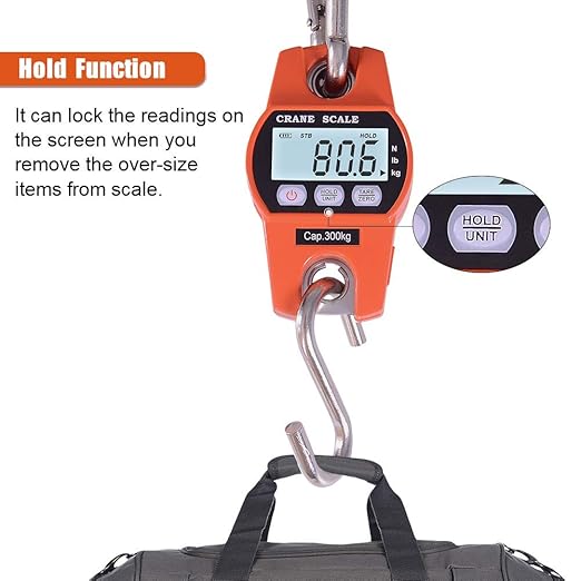 Fuzion Hanging Scale 660LB - Heavy Duty Crane Scale with Aluminum Body | Stainless Steel Hook, Hold/Tare Function, Large Display, Digital Hanging Scales for Weighing Animals, Hays, Fish, Luggage - Image 5