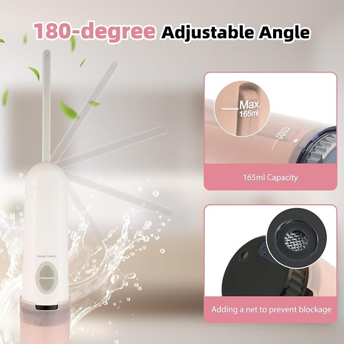 Hibbent Portable Bidet for Travel, High Pressure Handheld Electric Sprayer, Rechargeable Travel Bidet for Women & Men, Personal Hygiene Cleaning, Soothing Postpartum Care, Pink - Image 6
