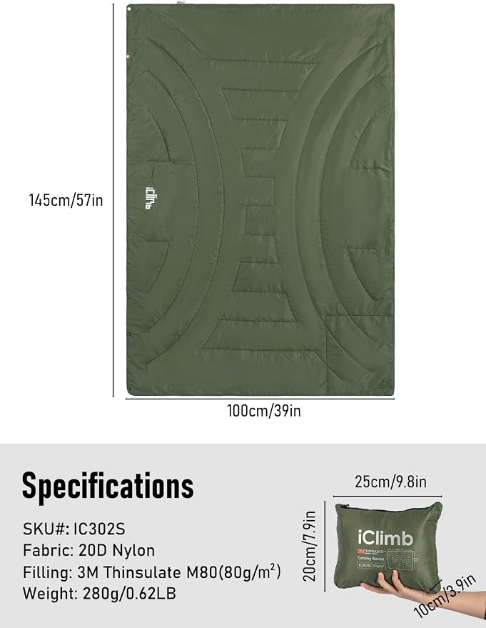 3M Thinsulate Insulation Warm Camping Blanket Ultralight Compact - Image 7