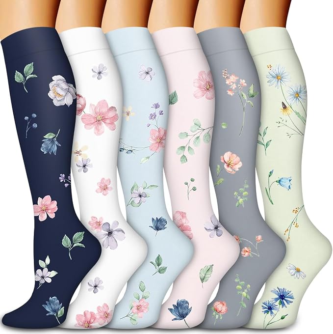 Compression Socks for Women & Men Circulation (6 Pairs) 15-20 mmHg is Best Support for Athletic Running,Nurse by Bluemaple