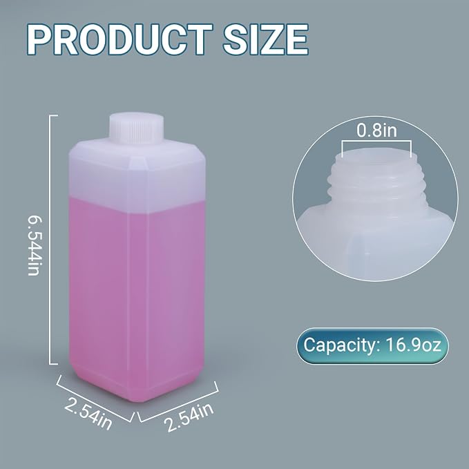 16oz/500ml Leak Proof Plastic Bottles with Caps for Liquids Sample, Reusable Small Bottles Containers for Travel, Camping and Hiking (Translucent, 6 Pcs) - Image 9