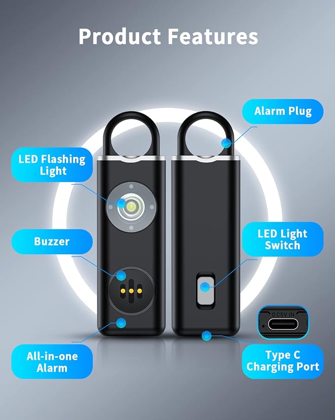 ELECPOW Personal Safety Alarm for Women, Rechargble Keychain Safety Alarm, Personal Protection Weapon for Women,Brightness Strobe Light and Loud Siren for Elders & Womens & Kids Emergency Call - Image 7