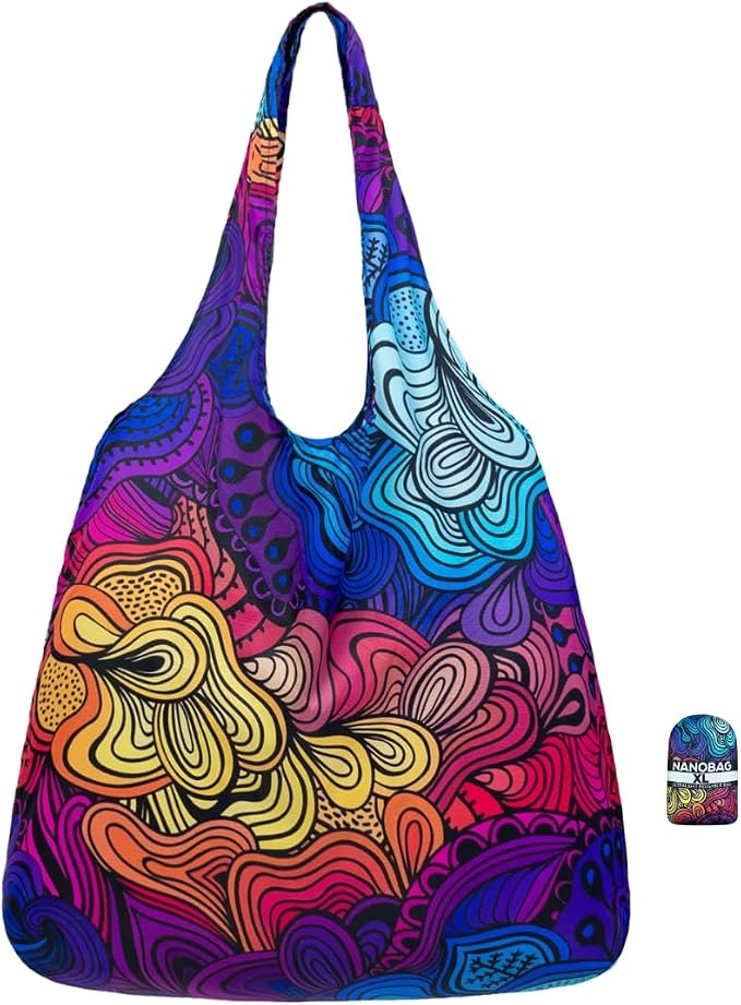 Nanobag XL 25L Tote Foldable Packable Reusable Grocery Shopping Bag | 1.05 oz Premium Portable Collapsible Extra Large Pocket-Sized for Everyday Use, Beach & Travel by Nanobag