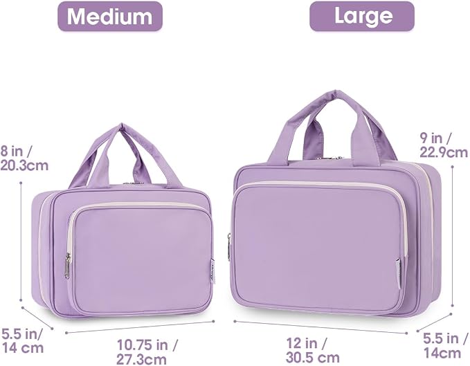Narwey Travel Toiletry Bag for Women Large Hanging Makeup Bag Organizer Toiletries Bag for Full Size Essentials Accessories Cosmetics (Purple (Large)) - Image 2