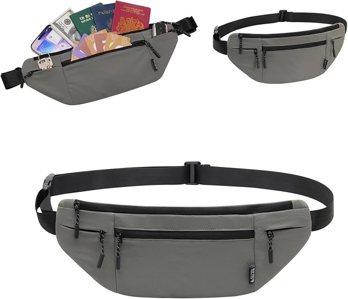 Money Belt for Travel RFID Blocking Passport Holder (dark grey) | Hidden Under Clothes Travel Wallet for Men Women - Image 2