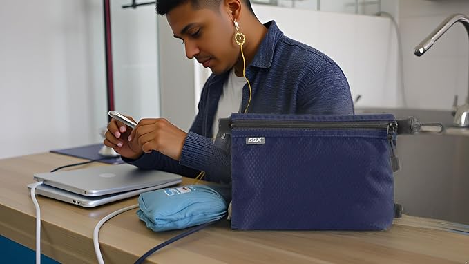 GOX Small Toiletry Bag for Men Bulk Cosmetic Bag Dopp Kit Carry On Zipper Pouch Organization Nylon Small Packing Sack Waterproof (Navy) - Image 4