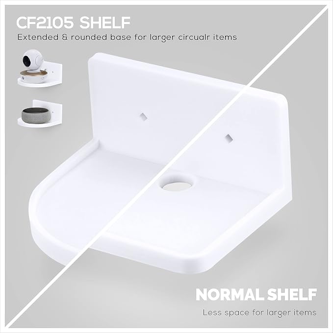 BRAINWAVZ 5” Small Floating Shelf, Adhesive & Screw in, for Bluetooth Speakers, Cameras, Plants, Books, Toys & More, Universal Shelves, Easy to Install Shelf CF2105 White - Image 6