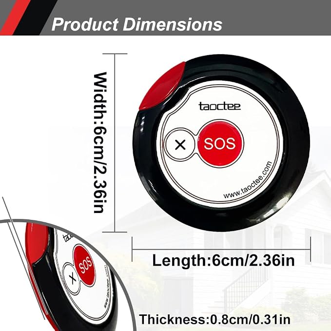 Panic Button Alarm for Security Emergency Remote Panic Button Alarm Siren for Home,Lightweight and Compact Button with Lanyard,Emergency Alert System for House Business Shop(Only 2xbuttons) - Image 2
