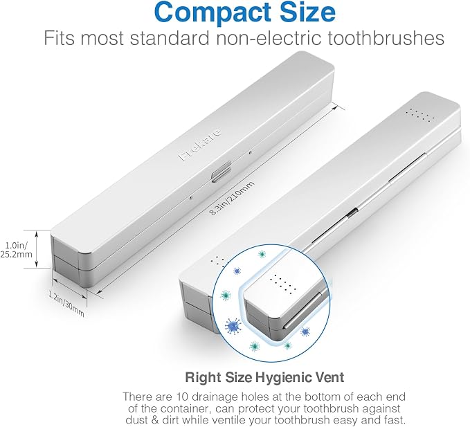 Frekare Toothbrush Case Aluminum, Travel Toothbrush Holder Kit Portable | 2 Pack Manual Toothbrush Travel Case for Bathroom, Camping, Business Trip, School Toothbrush Organizer - Image 2